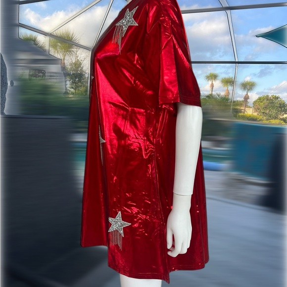 FANTASTIC FAWN metallic red embellished dress S M L - Picture 7 of 8